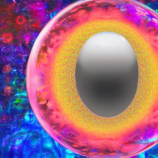 Image similar to guy staring at his reflection in a bubble, psychedelic digital render 8k