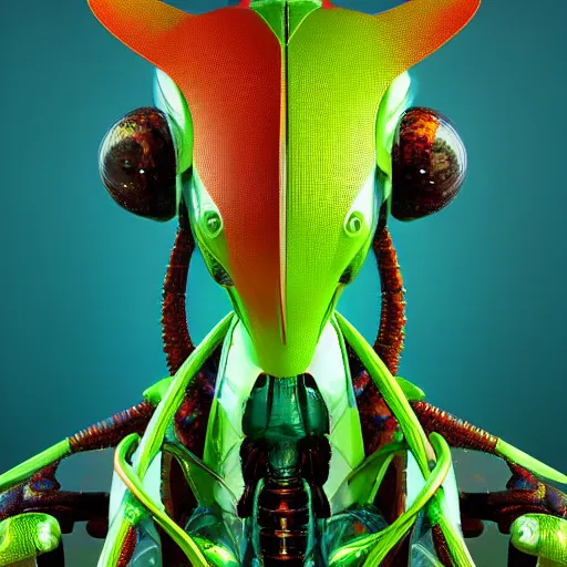 Prompt: colourful breathtakingly beautiful epic futuristic wonderfully cool giant robot hestiasula head, abstract mantis head, mantid features insectoid, extreme closeup abstract shot hard surface modelling, deep focus, symmetrical, front view, clear sharp, 8 k hard surface modelling cgsociety, octane render