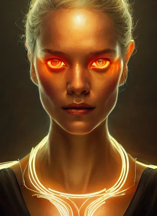 Image similar to portrait of drone host from westworld, intricate, elegant, glowing lights, highly detailed, digital painting, artstation, glamor pose, concept art, smooth, sharp focus, illustration, art by artgerm and greg rutkowski, artey freytag