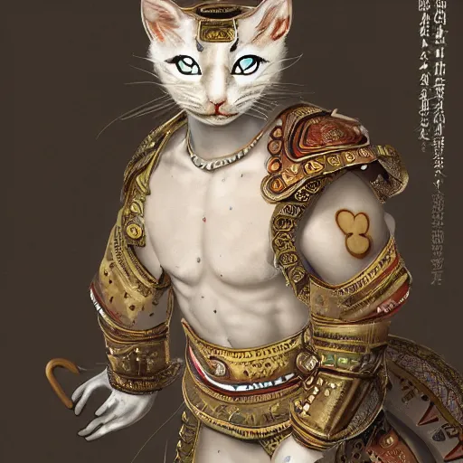 Prompt: illustration of the roman emperor augustus neko man half cat, character design, art station, epic, elegant, masterpiece of yoshitaka amano