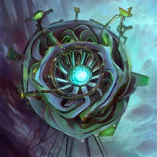 Prompt: giant mechanical rose, fantasy art