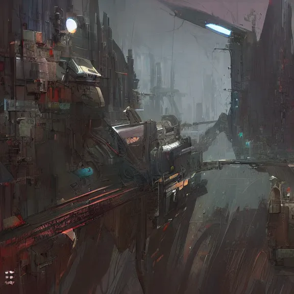 Image similar to a painting in the style of stephan martiniere and in the style of ian mcque