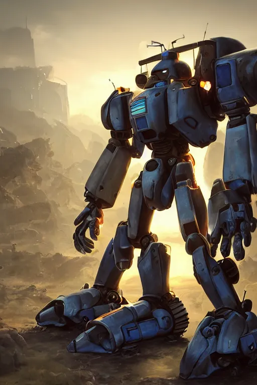 Image similar to mechwarrior 5 : mercenaries mech megaman transformer robot boss tank engine game octane render, 4 k, hd 2 0 2 2 3 d cgi rtx hdr style chrome reflexion glow fanart, global illumination ray tracing hdr fanart arstation by ian pesty by jesper ejsing pixar and disney unreal zbrush central hardmesh