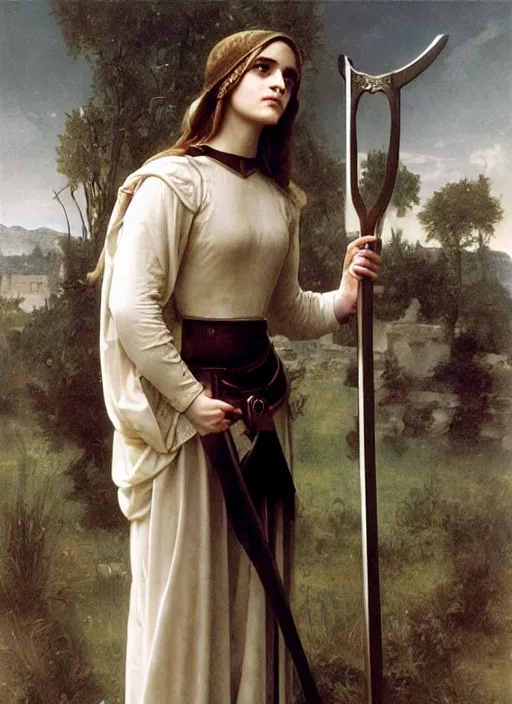 Image similar to emma watson as joan of arc, bouguereau