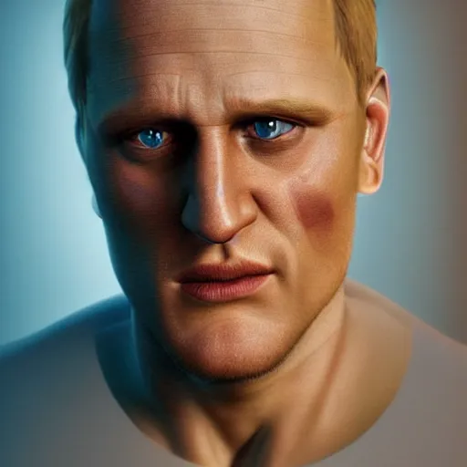 Image similar to hyperrealistic mixed media image of cross eyed slack jawed woody harrelson, stunning 3 d render inspired art by istvan sandorfi and greg rutkowski, perfect facial symmetry, realistic, highly detailed attributes and atmosphere, dim volumetric cinematic lighting, 8 k octane extremely hyper - detailed render, post - processing, masterpiece,