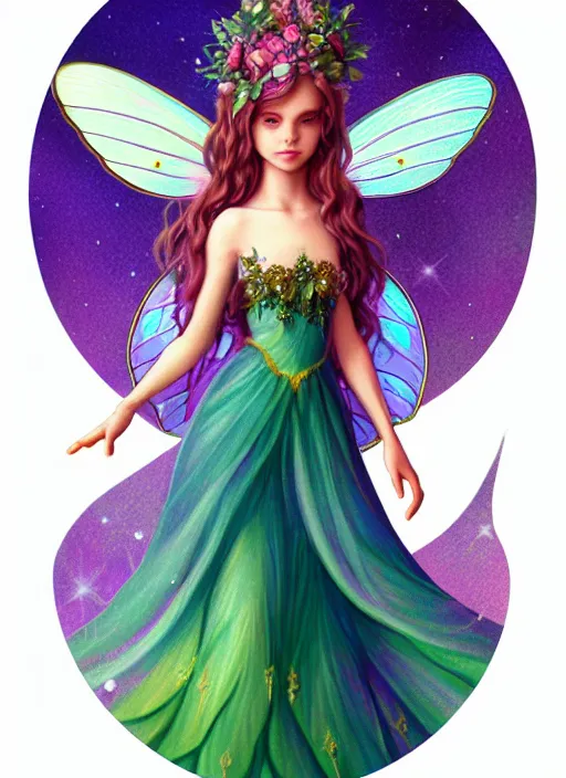Prompt: a beautiful fairy. intricate, elegant, vision of holy perfection. smile, artstation, sticker illustration