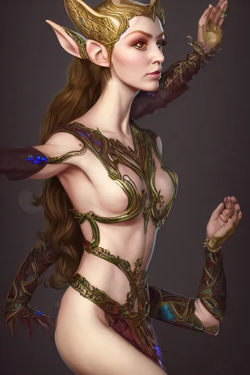 Prompt: beautiful elven princess, accurate anatomy, only two hands, highly detailed, digital painting, artstation, concept art, smooth, sharp focus, illustration, Unreal Engine 5, 8K, art by bearbrickjia