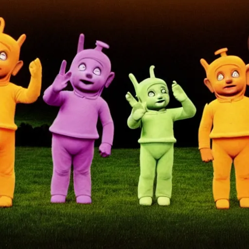 Image similar to The Teletubbies in an existential crisis