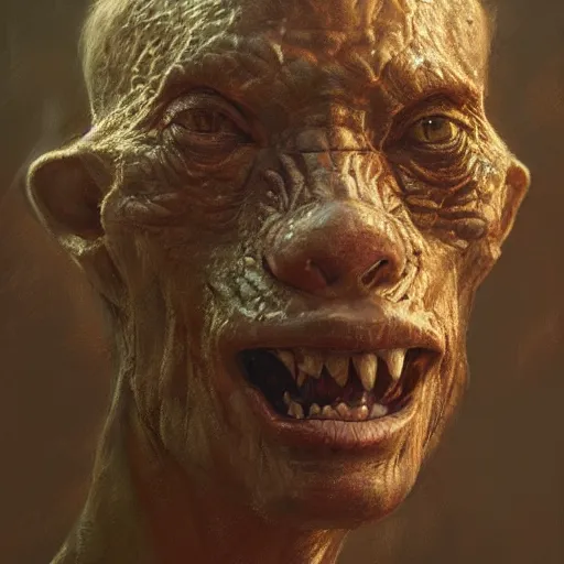 Image similar to a hyper-detailed portrait of a unique creature by Craig Mullins; trending on artstation; 90mm; f/1.4