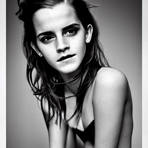 Image similar to Emma Watson closeup face shoulders very long hair Vogue fashion shoot fashion poses detailed professional studio lighting dramatic shadows professional photograph by Cecil Beaton, Lee Miller, Irving Penn, David Bailey, Corinne Day, Patrick Demarchelier, Nick Knight, Herb Ritts, Mario Testino, Tim Walker, Bruce Weber, Edward Steichen, Peter Lindbergh, Albert Watson