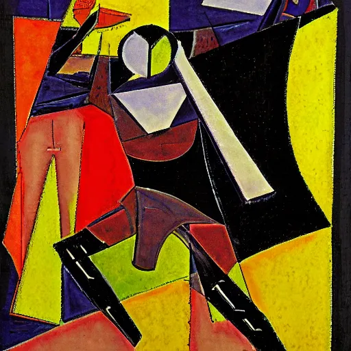 Prompt: the gimp from pulp fiction drawn by albert gleizes cubism modern art