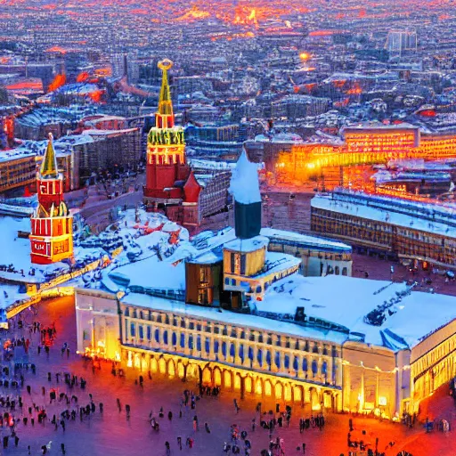 Prompt: high quality image of fire on Red Square in Moscow, highly detailed, 8k, professional photo