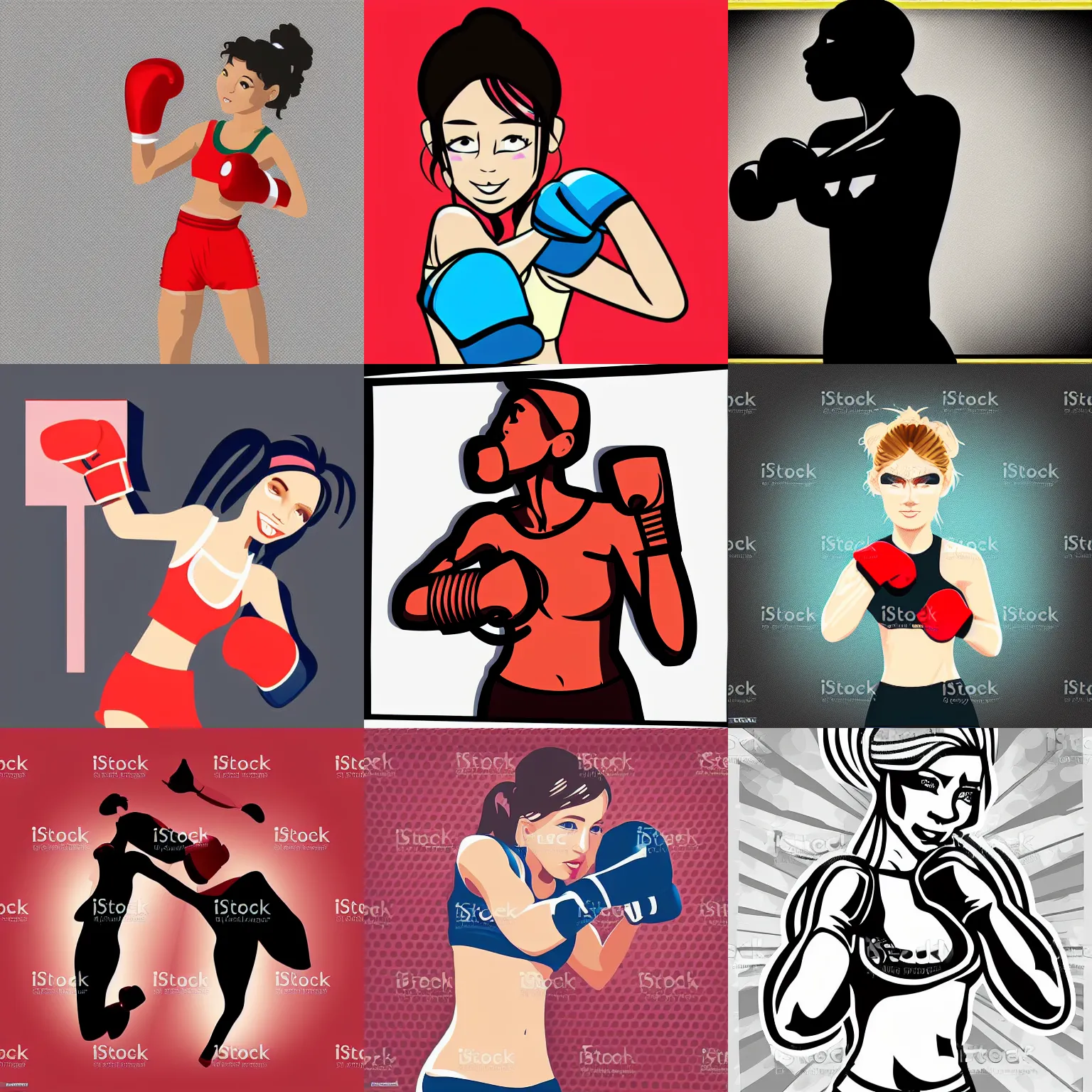 Prompt: boxing girl,full shot ,vector art