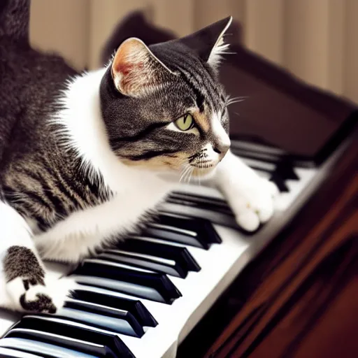 Image similar to photo of a cat playing a keyboard