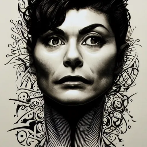 Prompt: portrait of audrey tautou by aaron horkey