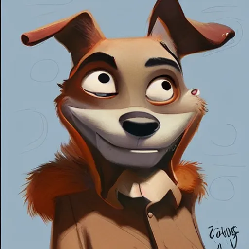 Image similar to dog, zootopia concept art, illustration, sketch by cory loftis