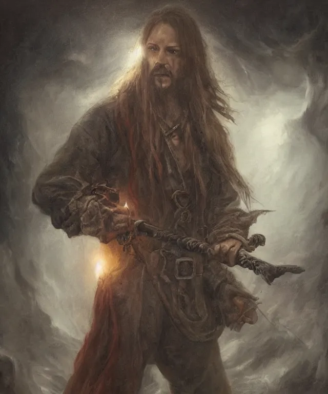 Image similar to ultra realistic color portrait painting of a tranparent 1 7 th century pirate ghost with a sword in a grotto, dark, painted, brooding, atmospheric, seascape, horror, smooth, epic, highly detailed, cinematic, by leesha hannigan, ross tran, thierry doizon, kai carpenter