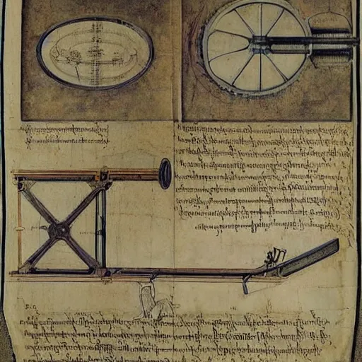 Prompt: The blueprint of making a Perpetual motion machine on the Parchment, medevial, scretch, Da Vinci.