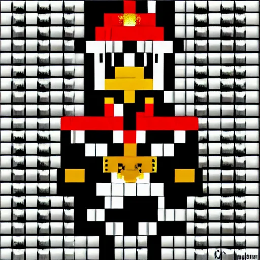 Image similar to a psychologically scary super mario, pixel art style