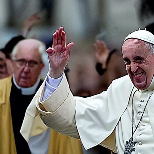 Prompt: the pope smoking a blunt and exorcising some demons