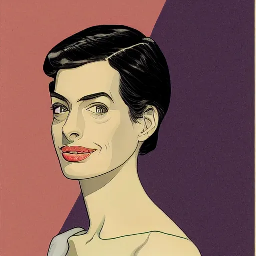 Image similar to anne hathaway retro minimalist portrait by jean giraud, moebius starwatcher comic, 8 k