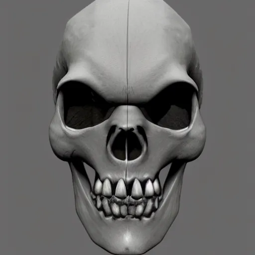 Prompt: sinister grey alien skull, photorealism unreal engine