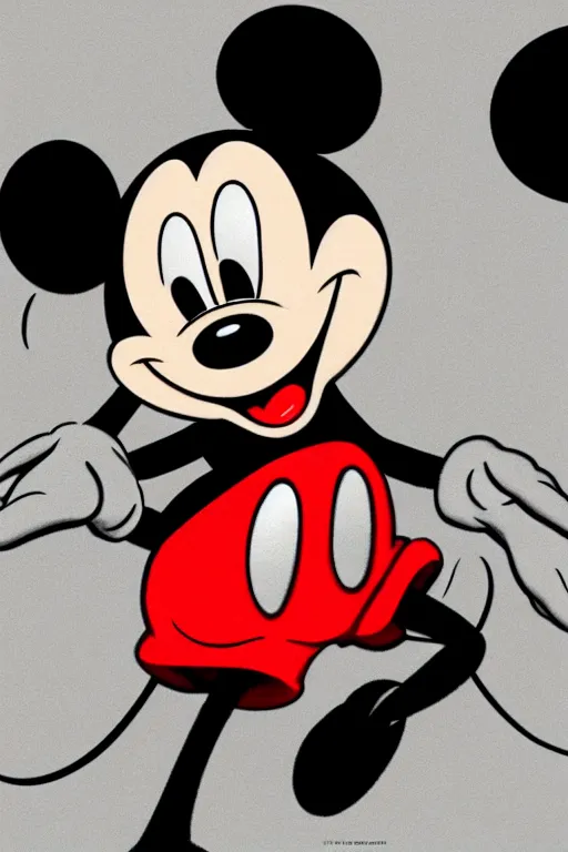 Prompt: Mickey Mouse, concept art by Vini Naso