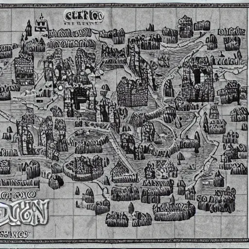 Prompt: old school dungeon map, black and white, high detail