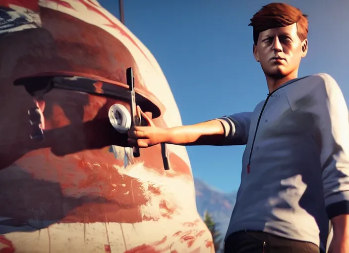 Prompt: ps 4 gameplay, john f kennedy in life is strange, unreal engine, upper body and face
