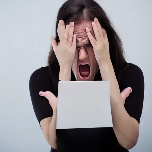 Image similar to first - person photograph of a panicking woman, white space, 4 k, professional photography