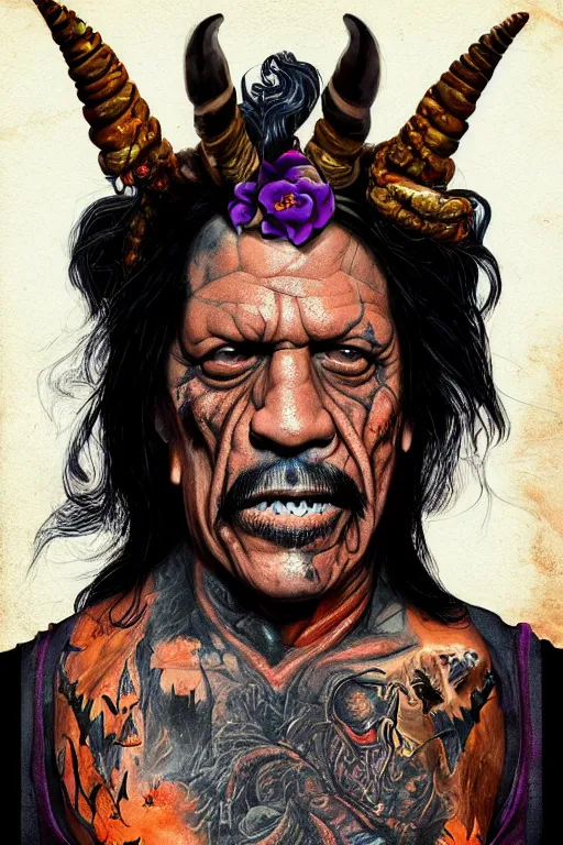 Image similar to danny trejo, full body, big two toned eyes, halloween, unicorns, intricate details, cinematic, epic, realistic, anatomy, lisa frank, uplight, artstation, photorealistic, scary