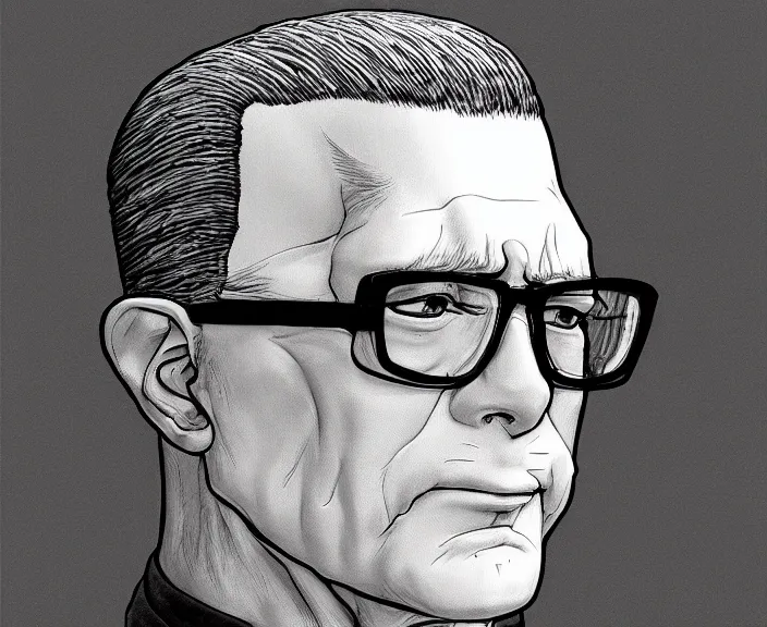 Image similar to portrait of hank hill, art by yoshitaka amano, intricately detailed, highly detailed, elegant, trending on artstation