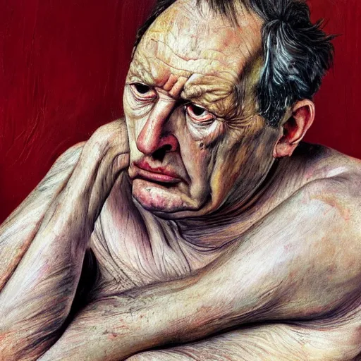 Prompt: high quality high detail painting by lucian freud, hd, portrait of despair