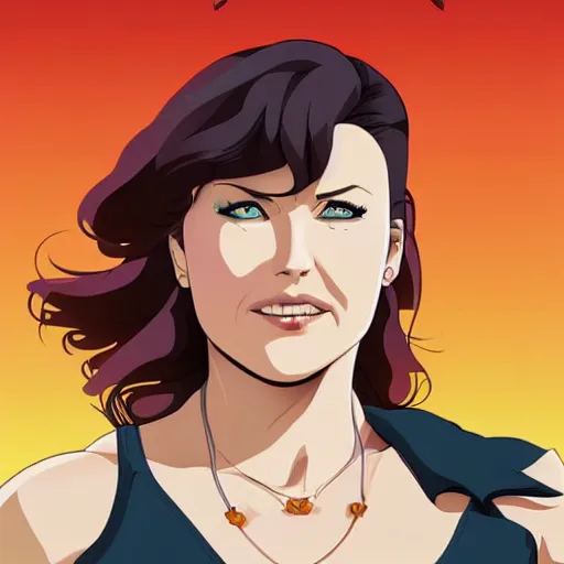 Prompt: lucy lawless, clean cel shaded vector art. shutterstock. behance hd by lois van baarle, artgerm, helen huang, by makoto shinkai and ilya kuvshinov, rossdraws, illustration.