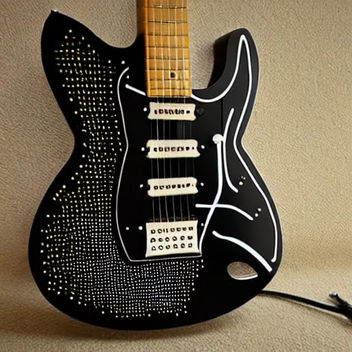 Image similar to an electric guitar made entirely out of spikes