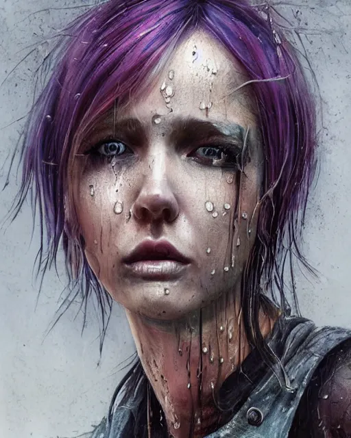 realistic attractive grungy woman with rainbow hair, | Stable Diffusion ...