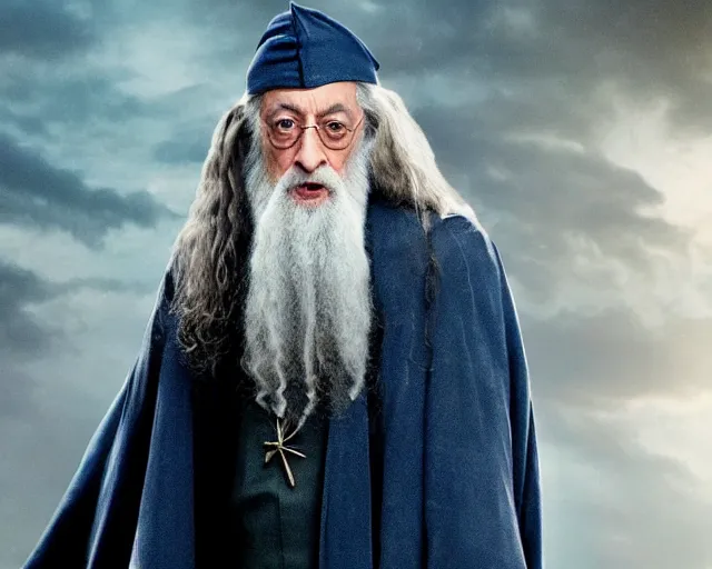 Prompt: jeff goldblum casted as dumbledore in a scene from harry potter