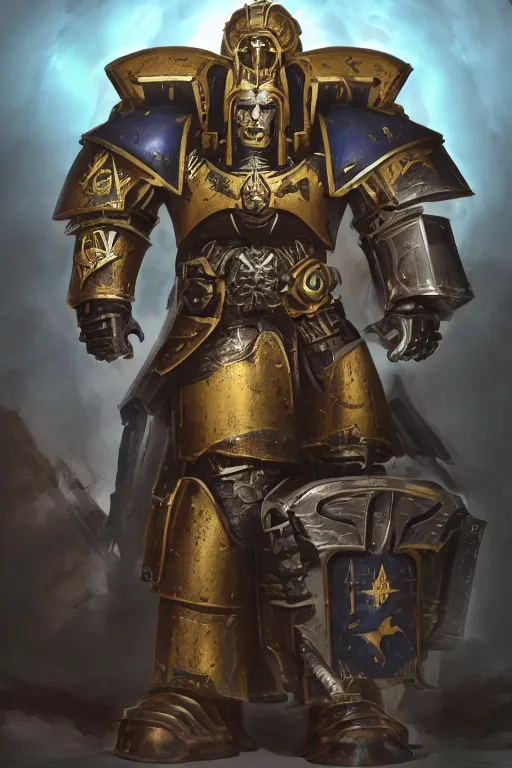 Image similar to armor portrait heros warhammer 4 0 k horus heresy fanart - the primarchs emperor by johannes helgeson animated with vfx concept artist & illustrator global illumination ray tracing hdr fanart arstation zbrush central hardmesh 8 k octane renderer comics stylized