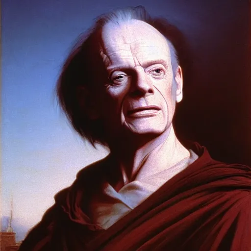 Image similar to Painting of Ian McDiarmid as Emperor Palpatine. Art by william adolphe bouguereau. During golden hour. Extremely detailed. Beautiful. 4K. Award winning.