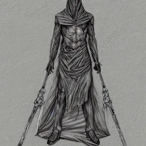 Image similar to Character sheet of White Pyramid head from Silent hill by Masahiro Ito and Artgem