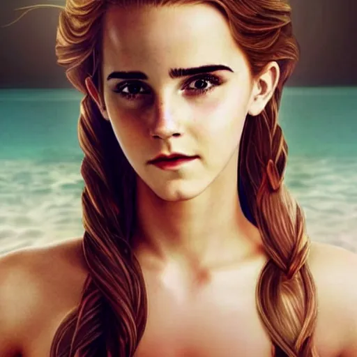 Prompt: realistic photo of a mermaid looking like emma watson, realistic, photo, - n 8