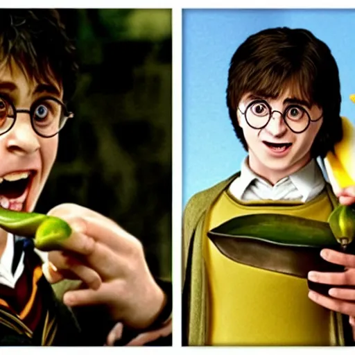 Image similar to harry potter eats a banana