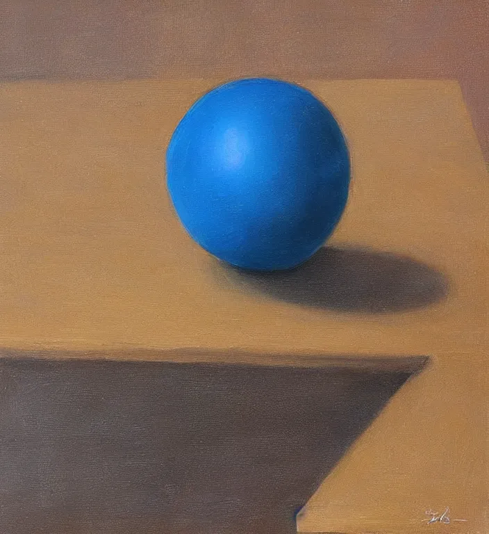 Image similar to a blue ball on a table by Alvaro Castagnet