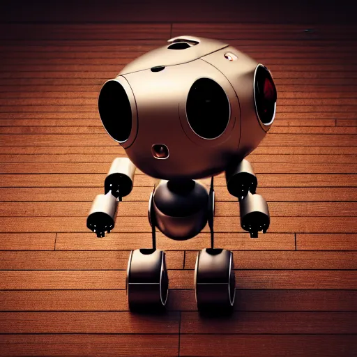 Prompt: a cute little robot in wood. super realistic 8 k render of a dark hooded powerful elegant, cinematic composition