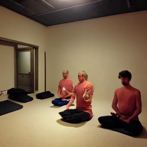 Prompt: meditating in the backrooms