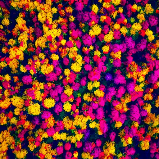 Image similar to Millions of colorful flowers blossoming, climax, overwhelming, brilliant, surreal, cinematic, epic, 8k, sharp focus, color grain 35mm