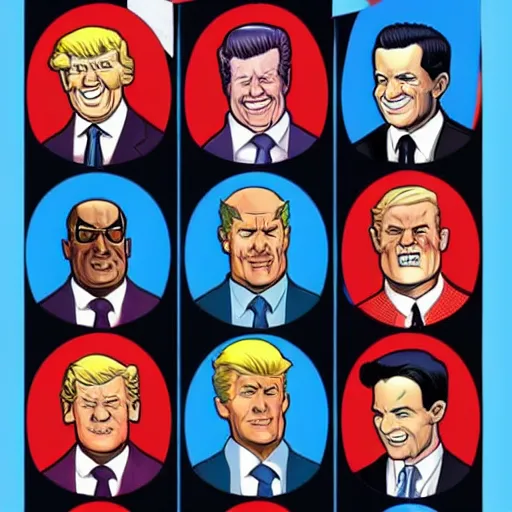 Image similar to US president portrait in the style of Mark Waid