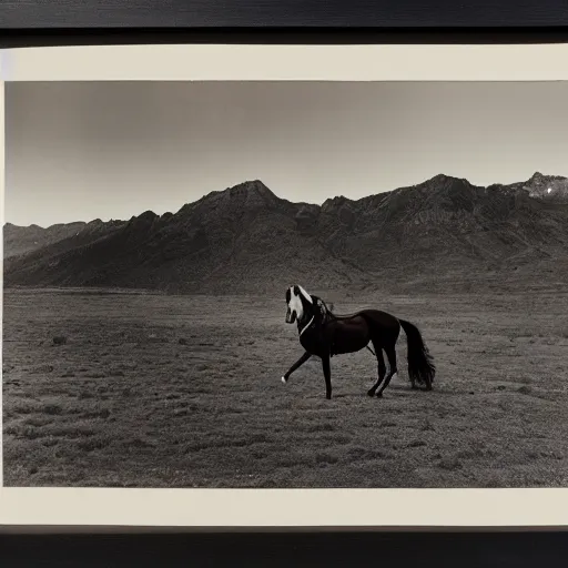 Prompt: a portrait of a 🐴 in a scenic environment by ansel adams