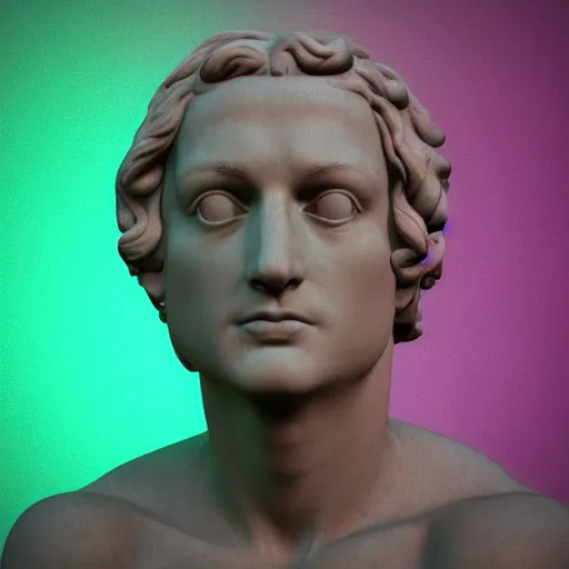 Image similar to renaissance statue head in a neon ring, 3 d render, ray tracing, hyper - realistic, hyper detailed, 8 k resolution, sharp focus