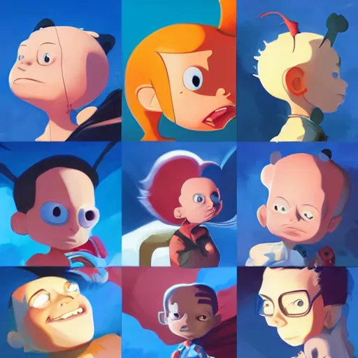 Image similar to face icon stylized minimalist rugrats, loftis, cory behance hd by jesper ejsing, by rhads, makoto shinkai and lois van baarle, ilya kuvshinov, rossdraws global illumination